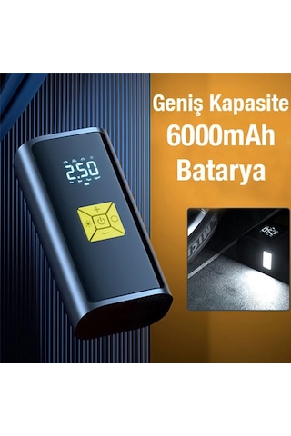 Enraco ST-9620B Dijital Led Işıklı Taşınabilir Şarjlı Araç Lastik Hava Şişirme Pompası