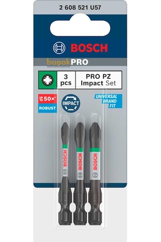 Bosch Pro Impact 3'lü Yıldız Bits Uç Seti Pz1-pz2-pz3 55mm 2608521u57