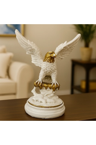 Beyaz Ve Gold Detaylı Kartal Biblo 24x18