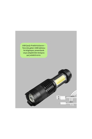 Astraltech 4 Modlu Usb Şarjlı Led El Feneri Kamp Ve Outdoor Çok Renkli