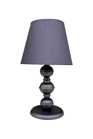 Riga Metal Abajur Siyah Boyalı Siyah Şapkalı Siyah