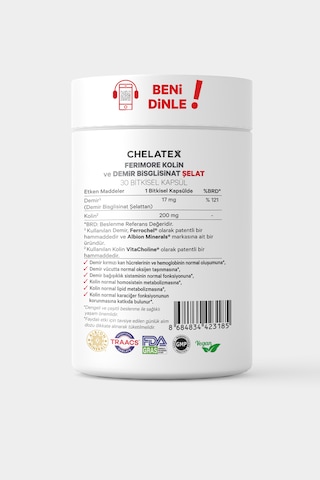 Chelatex Ferimore Kolin Demir Bisglisinat Şelat 60 Bitkisel Kapsü