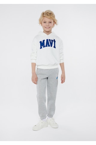 Mavi - Mavi Logo Baskılı Beyaz Kapüşonlu Sweatshirt 6610110-70057