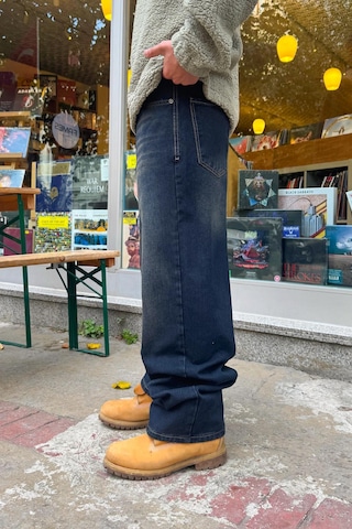 Flaw Eskitme Model Çizgili Baggy Jean Koyu Lacivert Koyu Lacivert