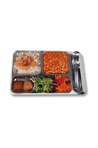 50 Adet Çelik Tabldot Tabak Paslanmaz Tabildot