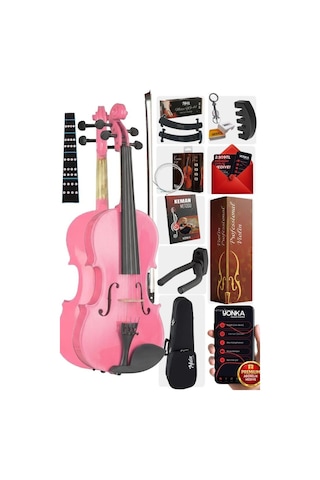 Midex HGA24PİNK-PAK Pembe 1/2 Çocuk Kemanı Seti  (Yastık Tuner Susturucu Çanta Yay Reçine)