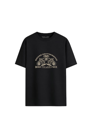 Black Nova Oversize Baskılı Unisex %100 Pamuk T-shirt Brotherhood Siyah