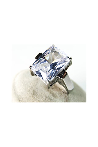 925 Ayar Gümüş Beyaz Baget Taşlı Kadın Yüzük