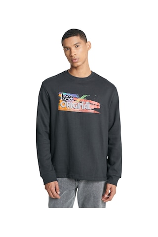Lee Cooper Regular Fit Normal Kesim Bisiklet Yaka Şardonlu Siyah Sweatshirt Sİyah