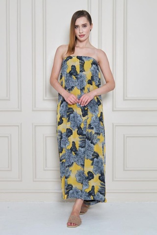 Kadın Straplez Astarlı Şifon Midi Yazlık Elbise 3753374 Sarı