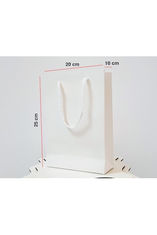 Beyaz Karton Çanta 25 Adet 20X25X10 Cm