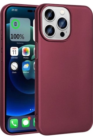 Apple Uyumlu iPhone 15 Pro Max Kılıf Zore Premier Silikon Kapak Mürdüm