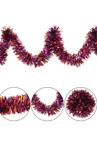 Mey İthalat Mor Turuncu Renk 4 Cm Genişlik Garland Çift Renk Sim Süs 180 Cm Standart