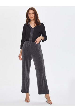 Faik Sönmez Simli Straight Fit Örme Pantolon 69479 U6947910 Siyah