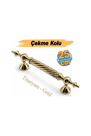 Tr Burgulu Titanyum Gold 25 Cm Çelik Kapı Tutma Kolu Sürgülü Dış Çekme Kulpu Kulbu Tutamağı Kol 1 Adet