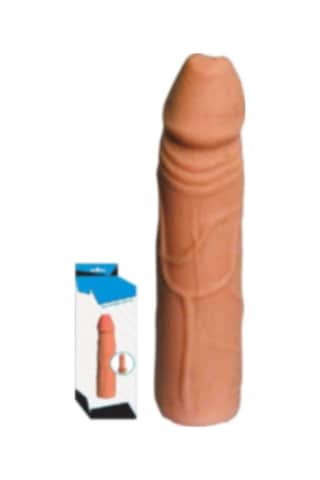 Erofoni Ucu 5 Cm Dolgulu 18 CM Realistik Sleeve Uzatmalı Penis Kılıfı