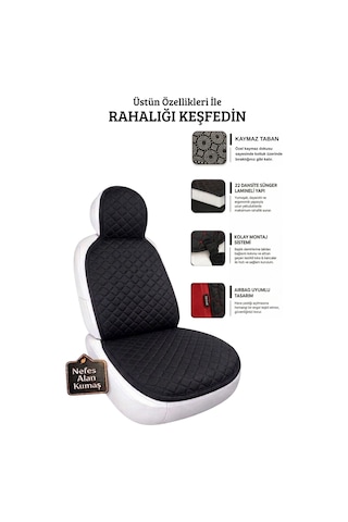 Oto Ön Koltuk İkili Minder Terletmez Kolay Montaj Universal Koruyucu Kılıf Seti Kumaş 87979245