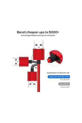 Willowhaven 3-in-1 Manyetik Şarj Kablosu - 360 Kör Bağlanma Led Işıklı 2.1a Hızlı Şarj - Android/ios/type-c Uyumlu 2m Ağ Desenli Siyah