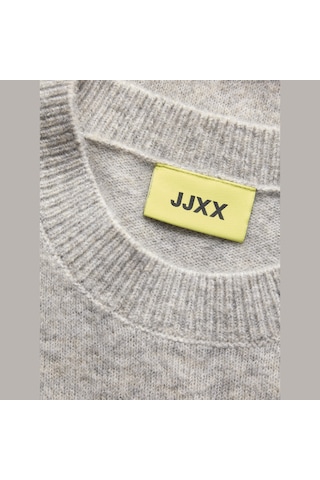 Jack & Jones Kadin Bisiklet Yaka Triko Kazak - Elba - 12301111 Light Grey Melange