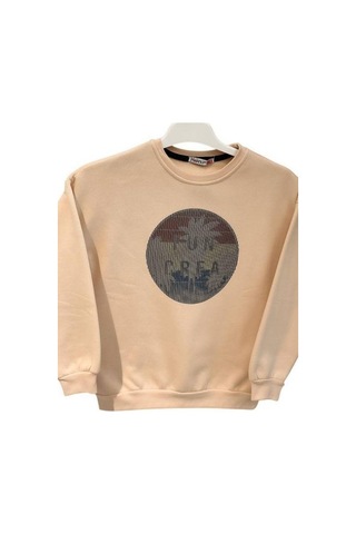 Cantoy Erkek Çocuk İçi Şardonlu Baskılı Sweatshirt-15198 Bej