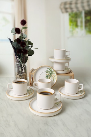 Keramika Bronze Palmiye Stackable Çay Takımı 12 Parça 6 Kişilik Çok Renkli