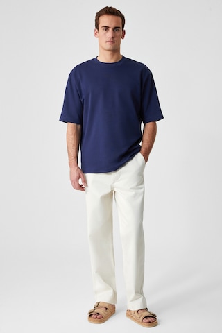 Grimelange Dazmann Erkek Oversize Fit Bisiklet Yaka Kısa Kollu %100 Organik Pamuk Lacivert T-shirt Lacivert
