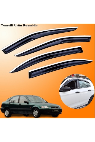 Honda Euro Civic Mügen Cam Rüzgarlığı Abs Krom Nikelajlı Cam Rüzgarlığı 1996-2001 Arası 4 Lü Set