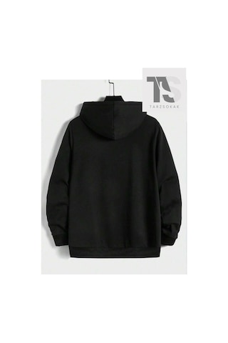 Tarzsokak Haç Sembol Sweatshirt Fermuarlı Hırka Siyah