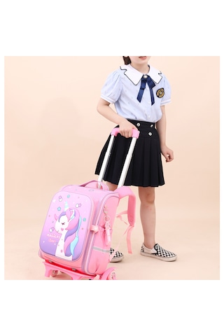 Econicword Okul Çantası Tekerlekli Sırt Çantası Arabası Öğrenci A