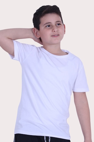 Fyk Kids Düz Model Farklı Renk Seçeneği Ile Unisex Çocuk Tişört Beyaz