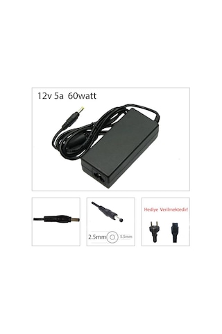 12v - 5a 60w 2.5/ 5.5mm Notebook Adaptör