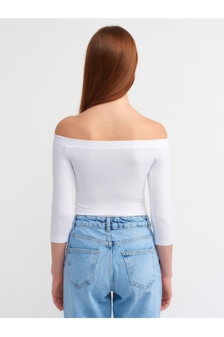Dilvin Omuzları Açık Top 101a30937 Beyaz
