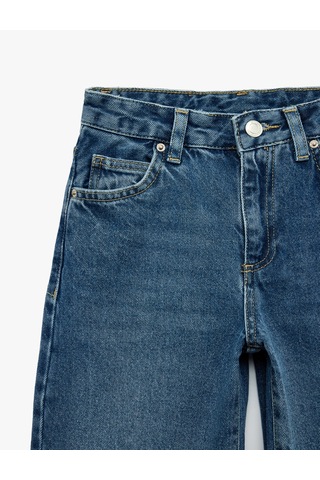 Koton Pamuklu Loose Fit Denim Pantolon Orta İndigo 7wkg40025ad