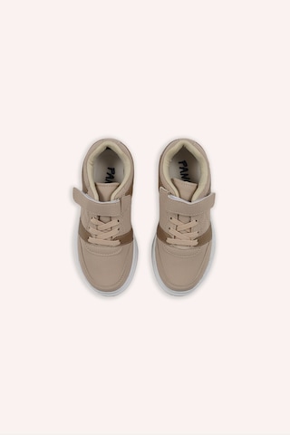 Panço Kız Çocuk Renk Bloklu Cırt Cırtlı Bej Sneaker Krem