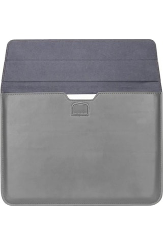 Apple Uyumlu MacBook Air M2 15 Inç 2023 M2 Çip A2941 Deri Mıknatıslı Çanta Stantlı Şık Tasarım Koyu Gri