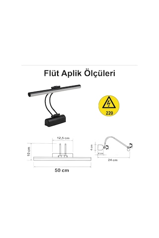 Flüt Led Aplik 50 Cm 4000k Soft Beyaz Modern Duvar Aydınlatma Enerji Tasarruflu Banyo Tablo Ve Çalışma Masası Lamb Çok Renkli