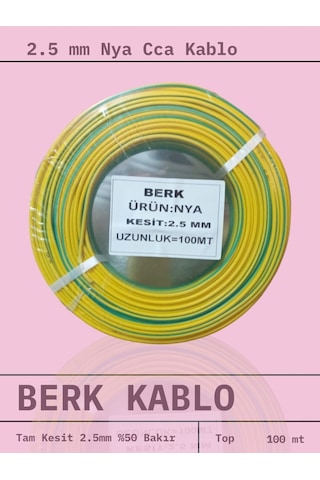 2.5 Mm Sarıyeşil Cca Nya Kablo 100 Metre Tam Kesit Tesisat Kablosu