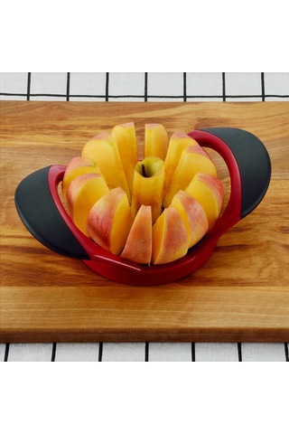 Xindoker Ev İçin Çelik Meyve Dilimleyici - 12 Parça Elma Kesici, Plastik Meyve Bölücü, Kolay Kullanım, Temizlenebilir Kırmızı-siyah, Pp Poşetli Diğer