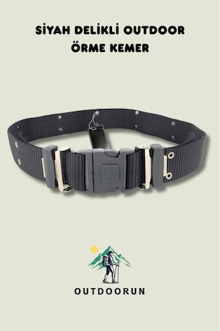 Outdoorun Siyah Delikli Outdoor Örme Kemer Siyah