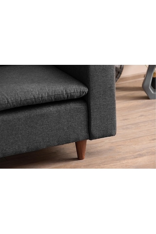 Lungo Modüler Berjer - Koyu Gri Keten Koyu Gri