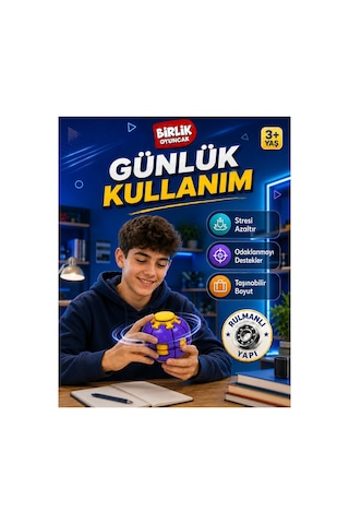 Stres Topu Press & Spin Basınca Dönen Fidget Spinner Oyuncak 3+ Yaş