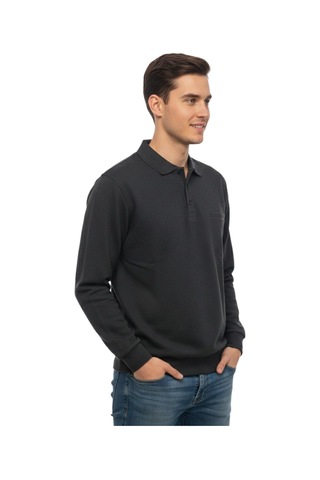 Baglan Erkek Büyük Beden Polo Yaka Cepli Selanik Sweatshirt Bgl-st04978 Antrasit