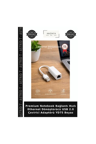 Premium Notebook Bağlantı Hızlı Ethernet Dönüştürücü Usb 2.0 Çevirici Adaptörü Yd75 Beyaz