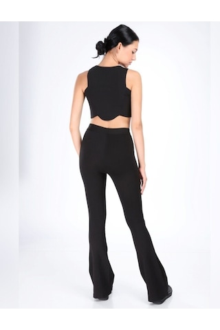 Incebelli Kadın Siyah Ispanyol Paça Çelik Örme Taytsiyahm Siyah