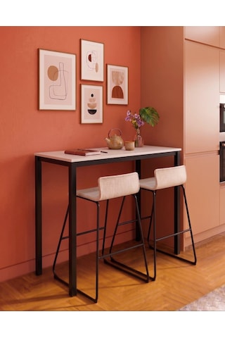 Beyaz Siyah Bar Masası 116x45x92cm Mutfak Masası & Kahve Köşesi İçin Modern Çok Amaçlı Masa Siyah - Beyaz