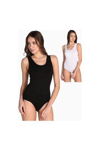 Tutku Kadın 6'lı Paket Kalın Askılı Likralı Kancalı Çıtçıtlı Body Zıbın Siyah Karışık