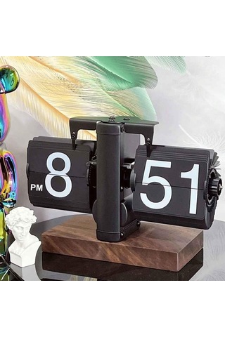 Vintage Flip Clock Mekanik Sayfa Çevirme Saat Minimalist Retro Masa Saati, Ofis Ve Ev Dekoratif Saat Çok Renkli