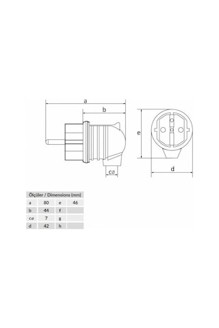 Bemis Kauçuk Eğik Fiş 1x16 Amper 220 Volt BK1-1402-2022