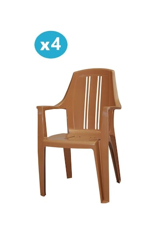 Omnipazar Mt-gf139 Orbita Plastik Bahçe Balkon Koltuk Sandalye 4'lü Set Kahverengi