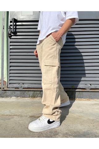 Bpm Premium Baggy Kargo Pantolon Bej 001